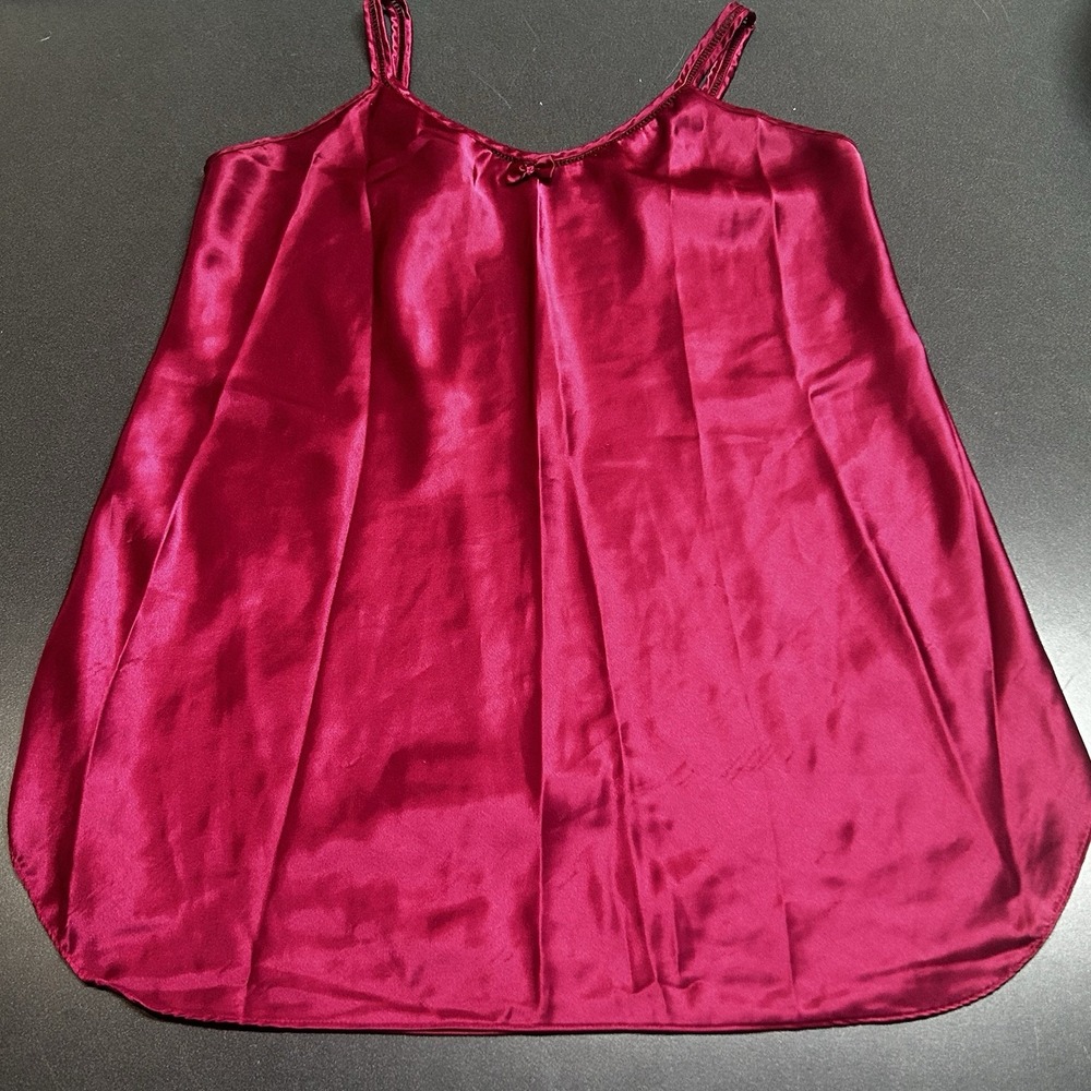 Vintage Secret Treasures Red Satin Chemise Nightgown Slip Dress Sleepwear XL